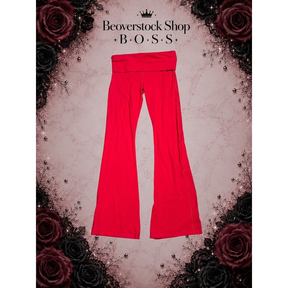 preowned PINK Victoria’s Secret All-Day Cotton Foldover Flare Legging red Size M - Picture 2 of 10